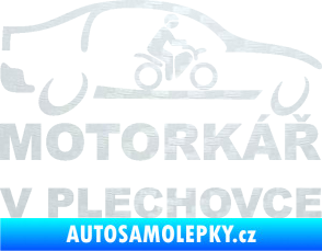 Samolepka Motorkář v plechovce 3D karbon bílý