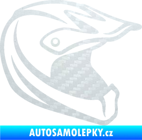 Samolepka Motorkářská helma 001 pravá 3D karbon bílý