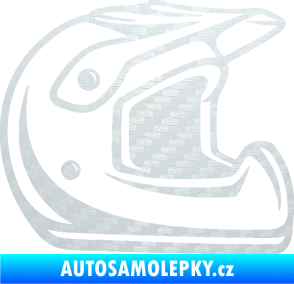 Samolepka Motorkářská helma 002 pravá 3D karbon bílý