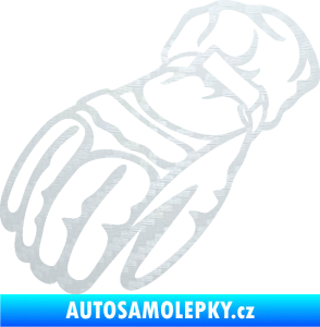 Samolepka Motorkářské rukavice 003 levá 3D karbon bílý
