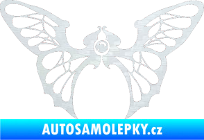 Samolepka Motýl 001 pravá 3D karbon bílý