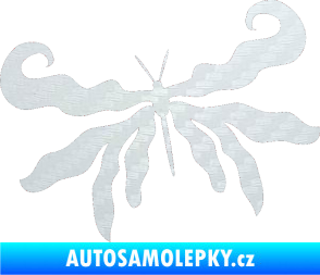 Samolepka Motýl 004 levá 3D karbon bílý