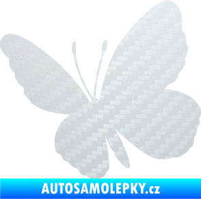 Samolepka Motýl 009 levá 3D karbon bílý