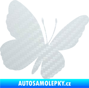Samolepka Motýl 009 pravá 3D karbon bílý