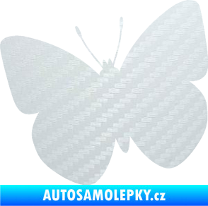 Samolepka Motýl 011 levá 3D karbon bílý