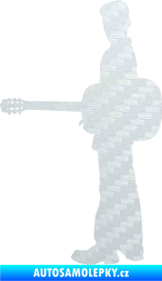 Samolepka Music 003 levá hráč na kytaru 3D karbon bílý