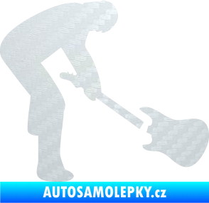 Samolepka Music 007 pravá rocker s kytarou 3D karbon bílý