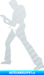 Samolepka Music 008 levá hráč na kytaru 3D karbon bílý