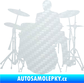 Samolepka Music 009 levá hráč na bicí 3D karbon bílý