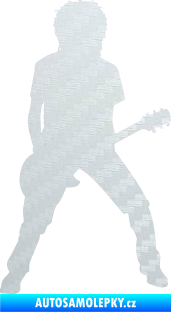 Samolepka Music 010 pravá rocker s kytarou 3D karbon bílý