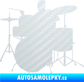 Samolepka Music 011 levá hráč na bicí 3D karbon bílý