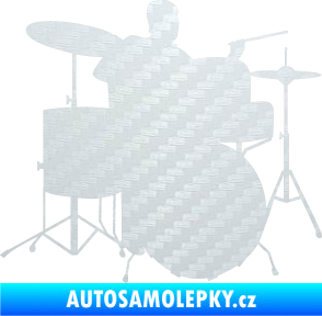 Samolepka Music 011 pravá hráč na bicí 3D karbon bílý