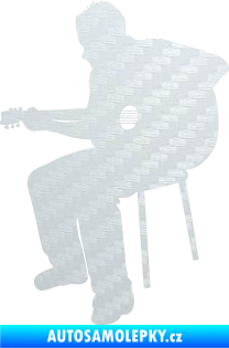 Samolepka Music 012 levá  kytarista 3D karbon bílý