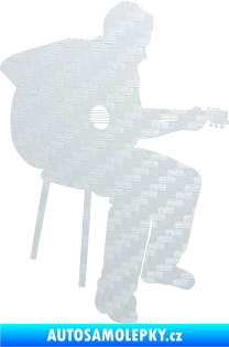 Samolepka Music 012 pravá  kytarista 3D karbon bílý