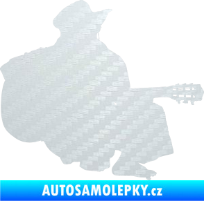 Samolepka Music 014 pravá hráč na kytaru 3D karbon bílý