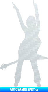Samolepka Music 016 levá rockerka s kytarou 3D karbon bílý