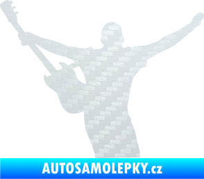 Samolepka Music 024 levá kytarista rocker 3D karbon bílý