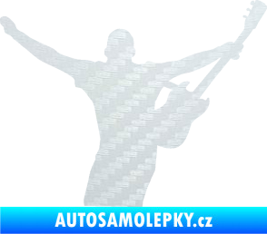 Samolepka Music 024 pravá kytarista rocker 3D karbon bílý
