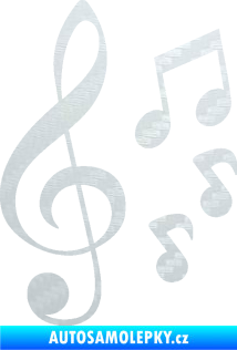 Samolepka Music noty a houslový klíč 002 3D karbon bílý