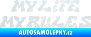 Samolepka My life My rules nápis můj život moje pravidla 3D karbon bílý