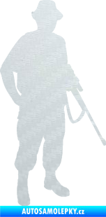 Samolepka Myslivec 004 pravá 3D karbon bílý