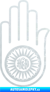 Samolepka Náboženský symbol Džinismus Ahimsa 3D karbon bílý