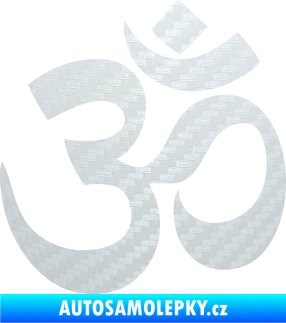 Samolepka Náboženský symbol Hinduismus Óm 001 3D karbon bílý