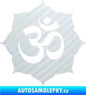 Samolepka Náboženský symbol Hinduismus Óm 002 3D karbon bílý