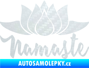 Samolepka Namaste 001 lotosový květ 3D karbon bilý