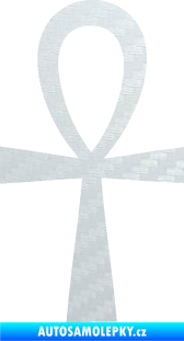 Samolepka Nilský kříž Ankh 3D karbon bílý