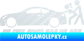 Samolepka No Free Rides Gas or Ass 3D karbon bílý