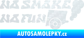 Samolepka No smoke no fun 002 nápis s výfukem 3D karbon bilý