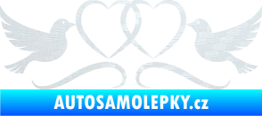 Samolepka Novomanželé 002 holubičky se srdíčky 3D karbon bílý