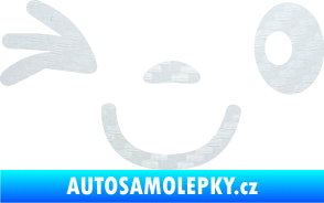 Samolepka Obličej 008 levá mrkající 3D karbon bílý