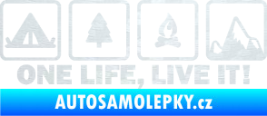 Samolepka One life, live it kempování s nápisem 3D karbon bílý