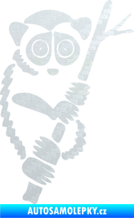 Samolepka Opice 004 pravá lemur na stromě 3D karbon bílý