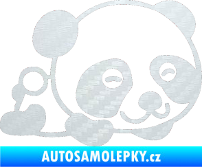 Samolepka Panda 003 pravá 3D karbon bílý