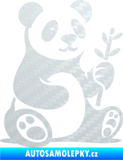 Samolepka Panda 011 pravá s bambusovou větvičkou 3D karbon bílý