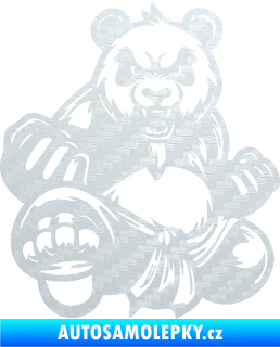 Samolepka Panda 012 levá Kung Fu bojovník 3D karbon bílý