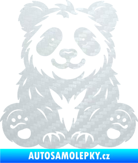 Samolepka Panda 013 levá spokojená 3D karbon bílý
