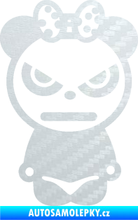 Samolepka Panda girl 3D karbon bílý