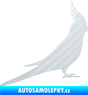 Samolepka Papoušek 002 pravá 3D karbon bílý