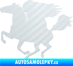 Samolepka Pegas 001 levá okřídlený kůň 3D karbon bílý