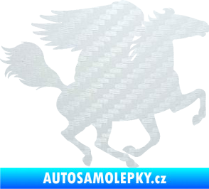Samolepka Pegas 001 pravá okřídlený kůň 3D karbon bílý