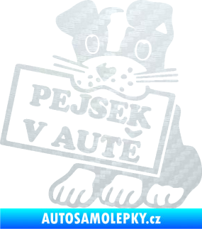 Samolepka Pejsek v autě 001 levá 3D karbon bílý