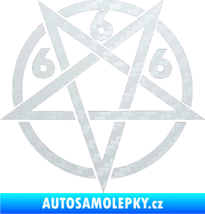 Samolepka Pentagram 666 3D karbon bílý