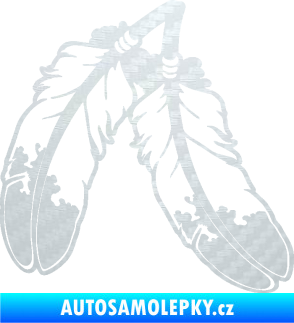 Samolepka Peříčka 003 pravá indiánský motiv 3D karbon bílý