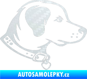 Samolepka Pes 058 pravá 3D karbon bílý