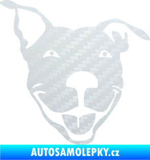 Samolepka Pes 072 pravá Pitbull 3D karbon bílý