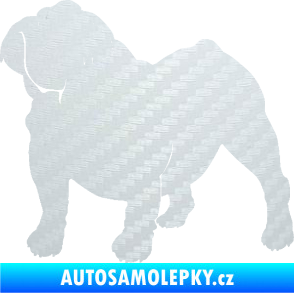 Samolepka Pes 089 levá Buldok 3D karbon bílý